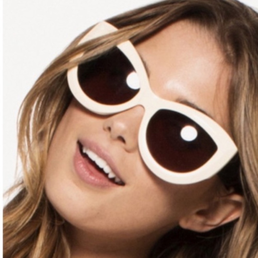WILDFOX Kitten Sunglasses in Matte Cream and Black